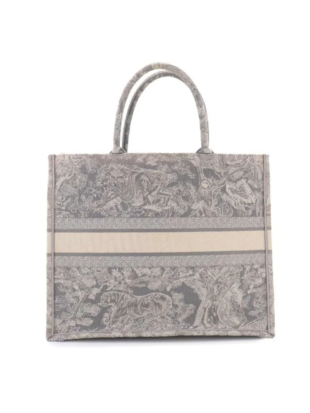 Dior Toile de Jouy Book Tote Large Canvas Gray Ecru
